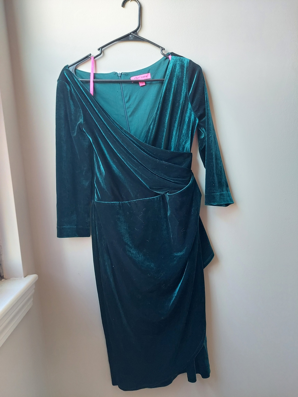 BETSEY JOHNSON Teal Velvet Wrap Midi Dress